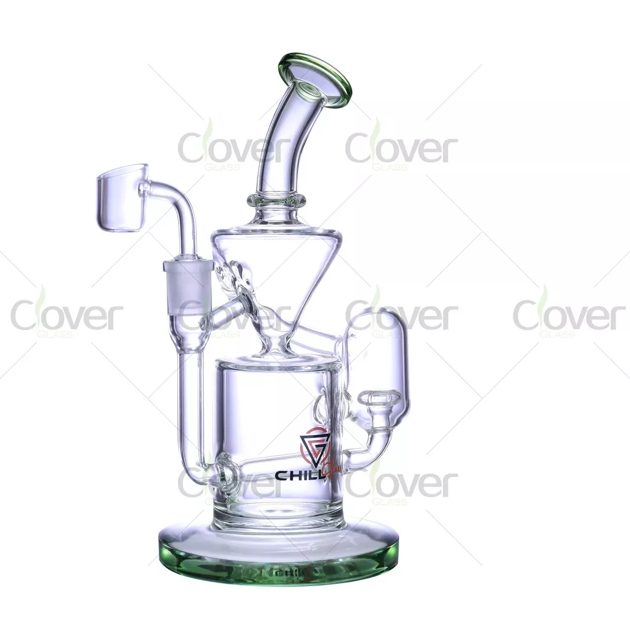 8.9″ Dual Recycler Dab Rig with Cone Chamber – 5mm Thick Glass Oil Rig for Smooth Hits