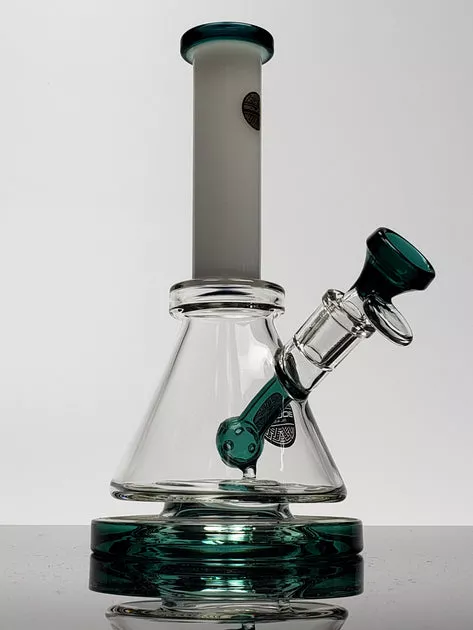 8" Bougie green mini beaker with white neck