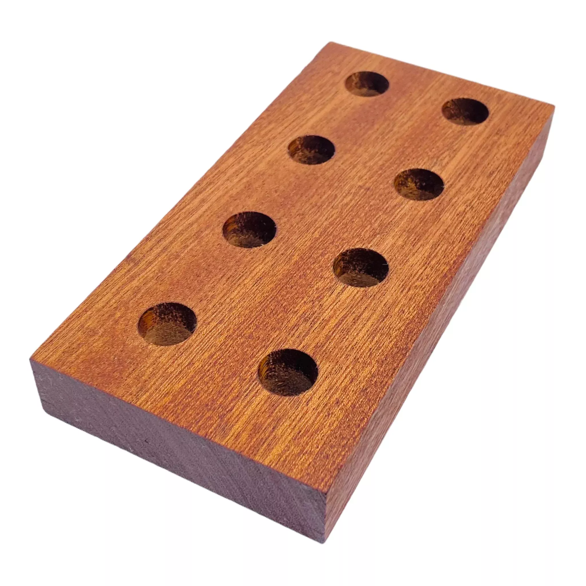 8 Hole Wood Display Stand Holder For 14mm Bong Bowl Pieces Or Quartz Bangers - Mahogany