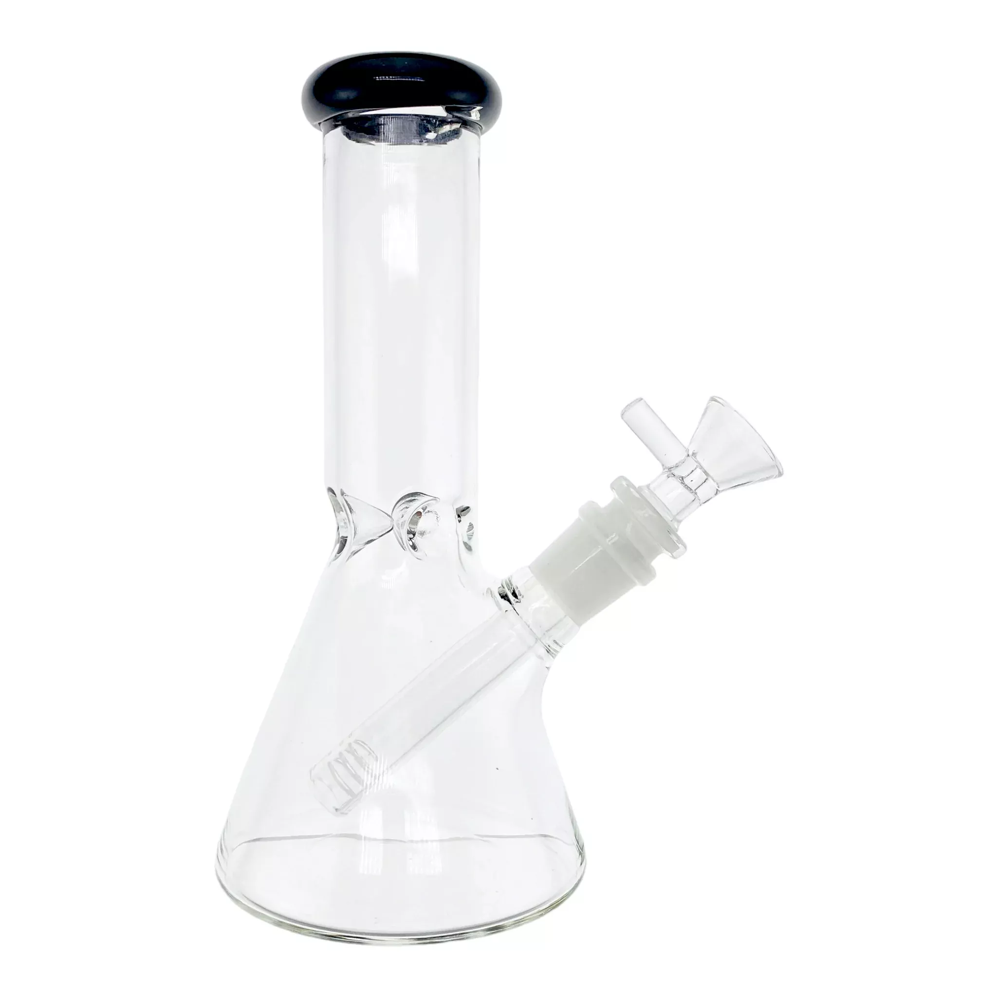 8 Inch Clear Beaker Bong With Black Color Lip