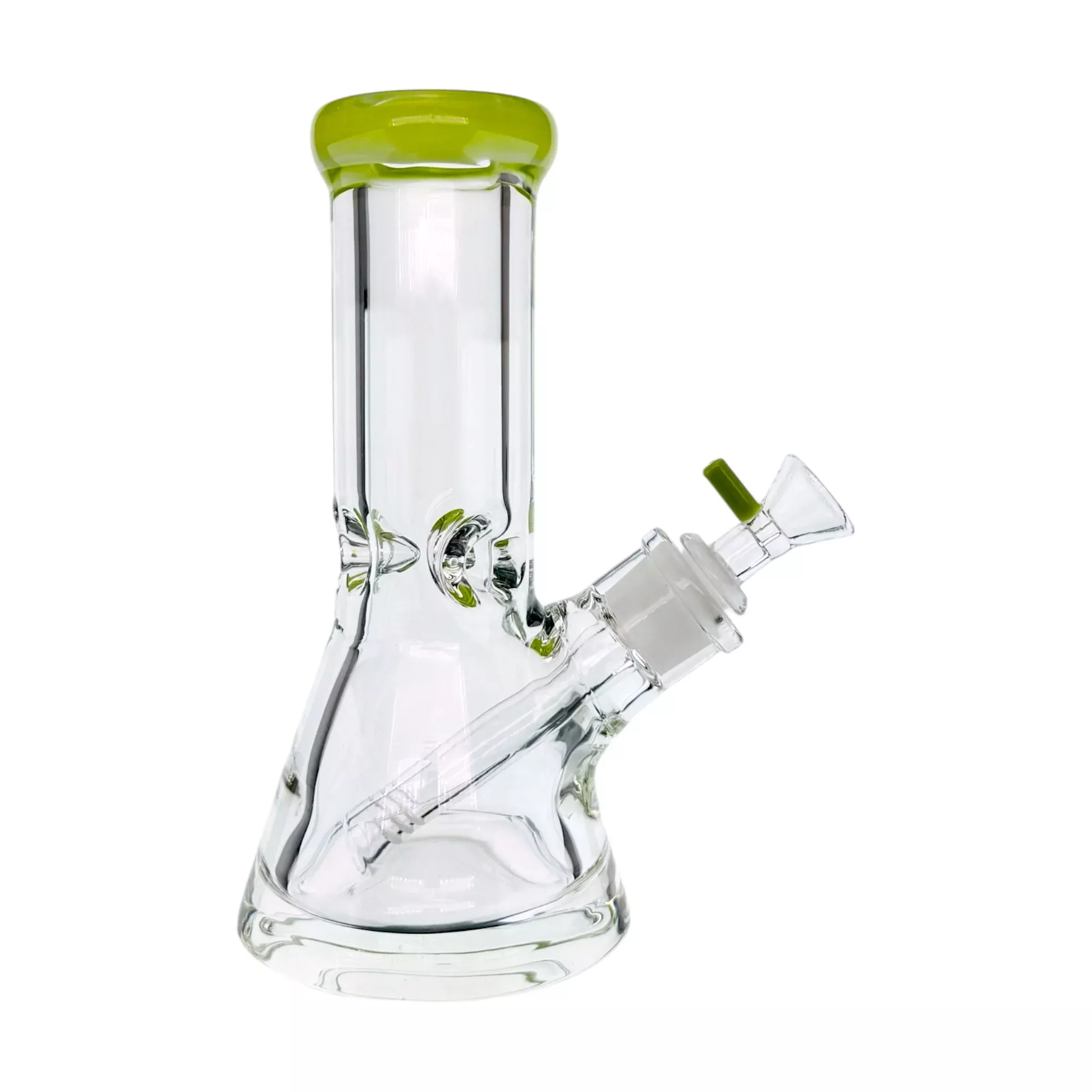 8 Inch Extra Extra Thick Clear Glass Bong With Slyme Green Mouthpiece