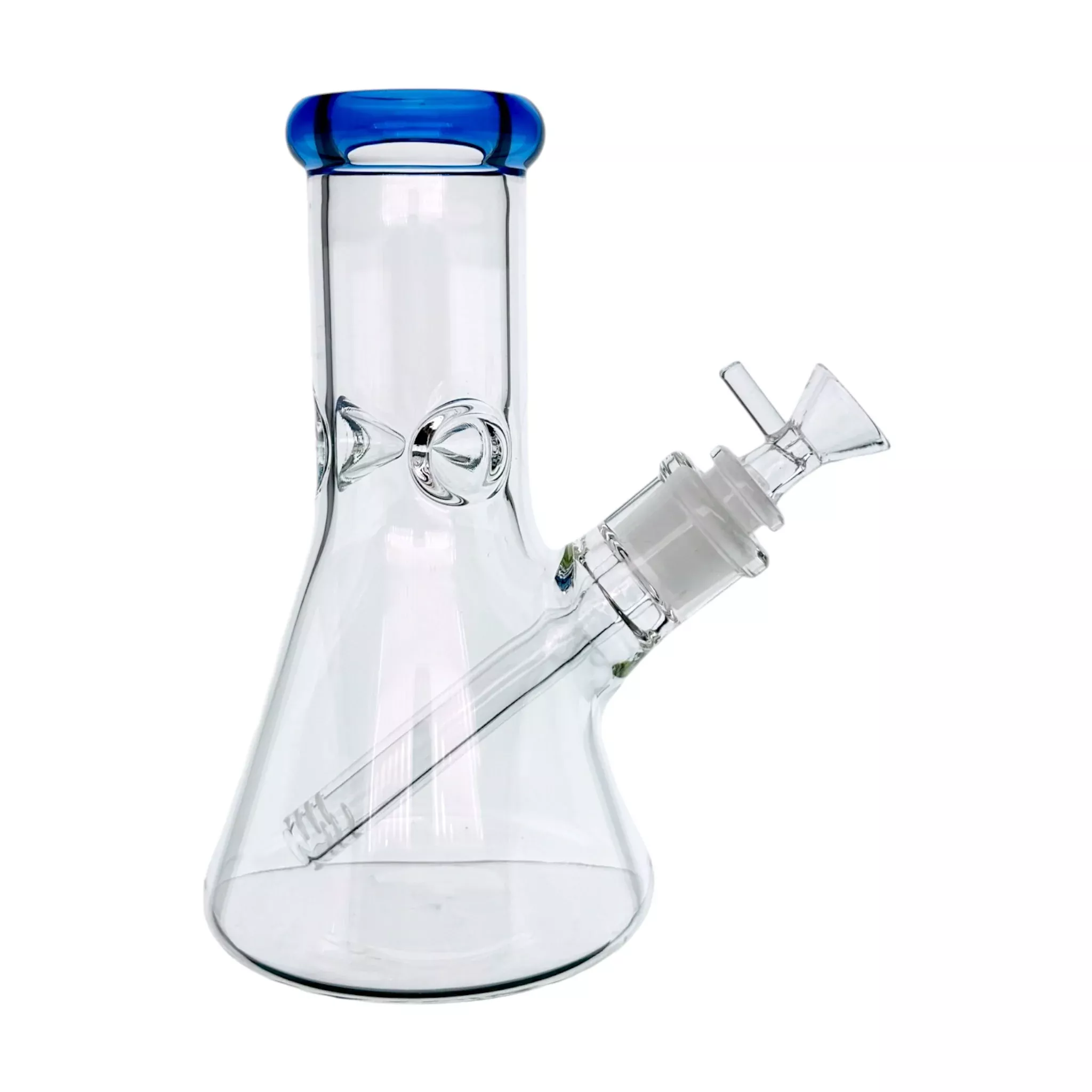 8 Inch Extra Thick Clear Glass Bong With Blue Mouthpiece