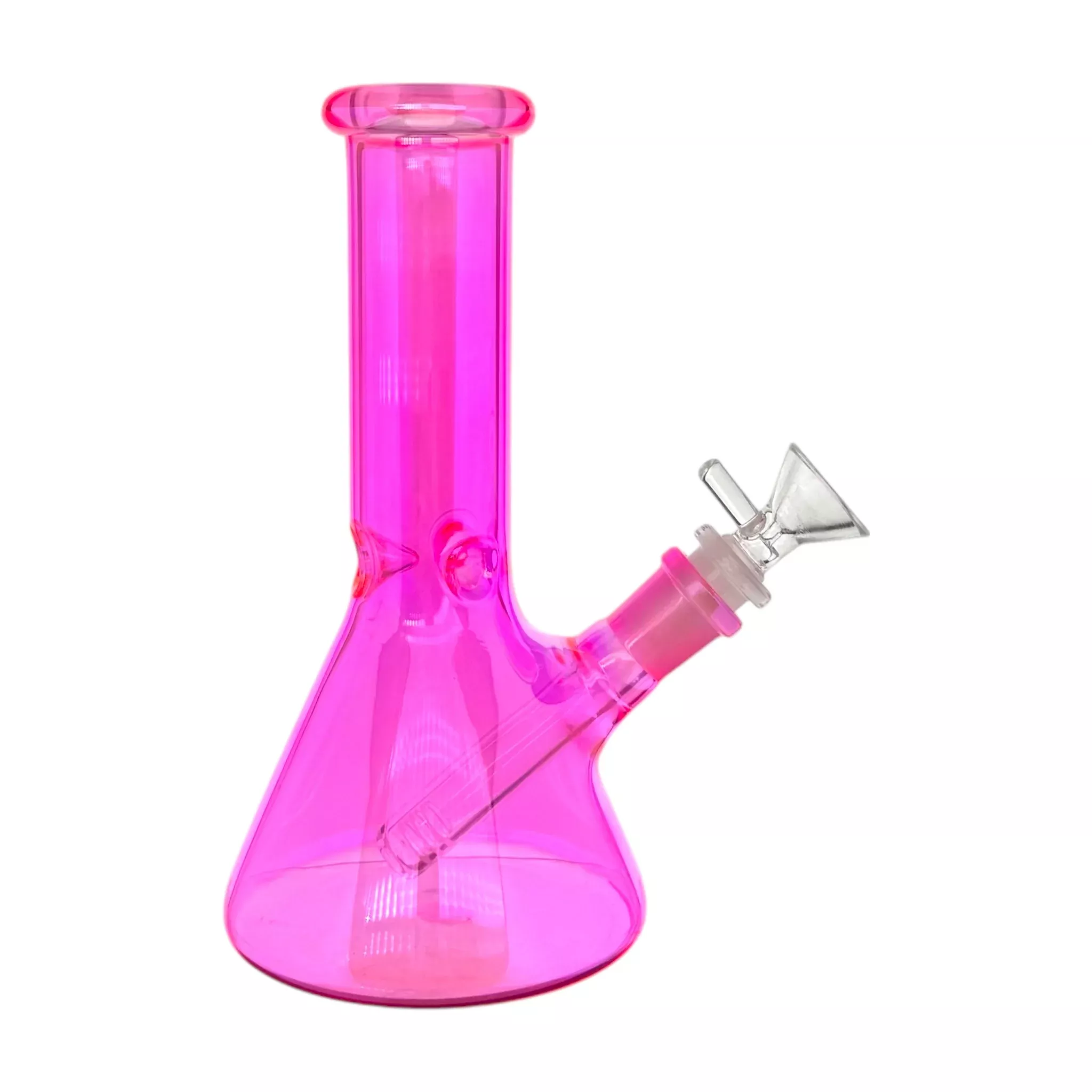 8 Inch Hot Pink Metallic Small Beaker Glass Bong
