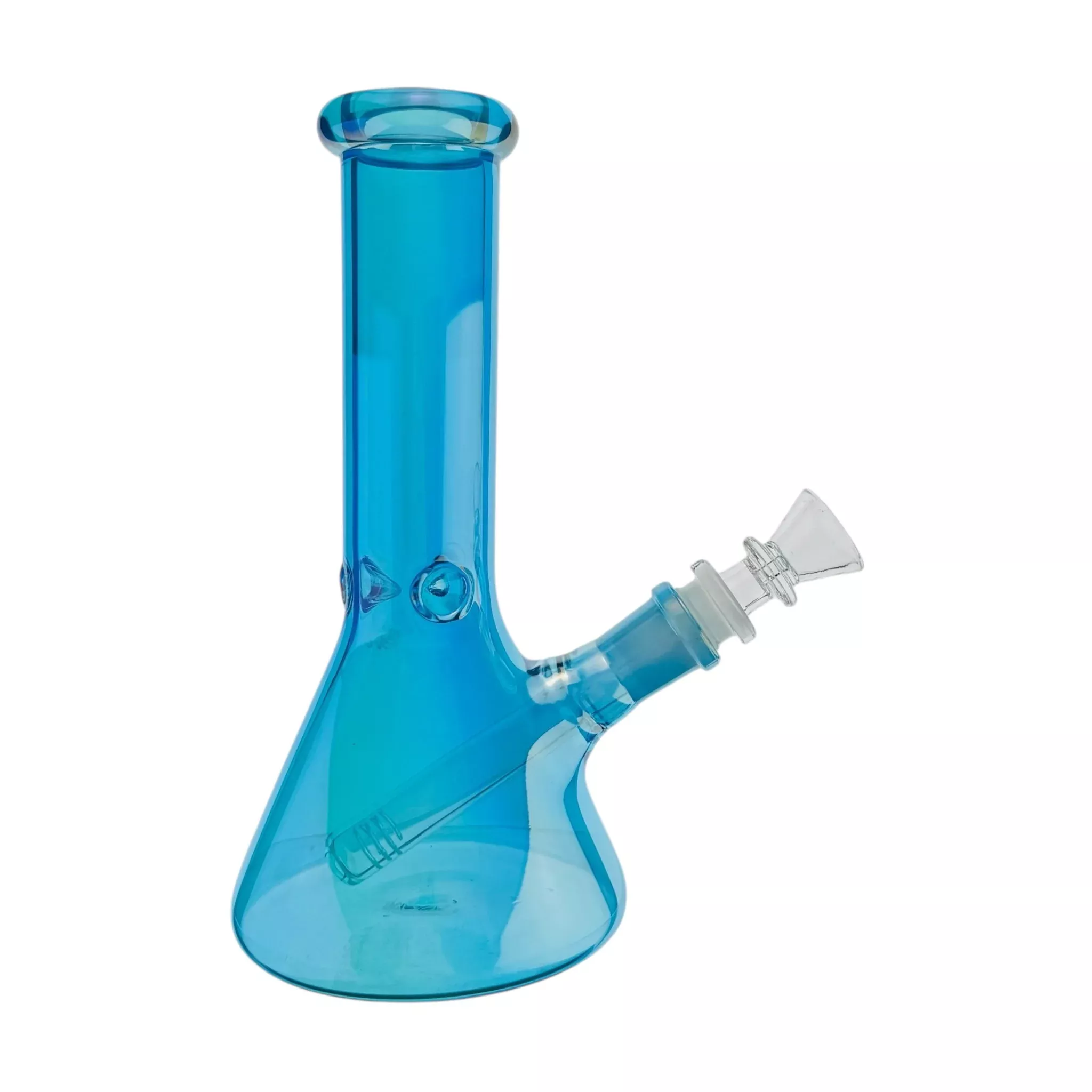 8 Inch Light Blue Metallic Beaker Bong