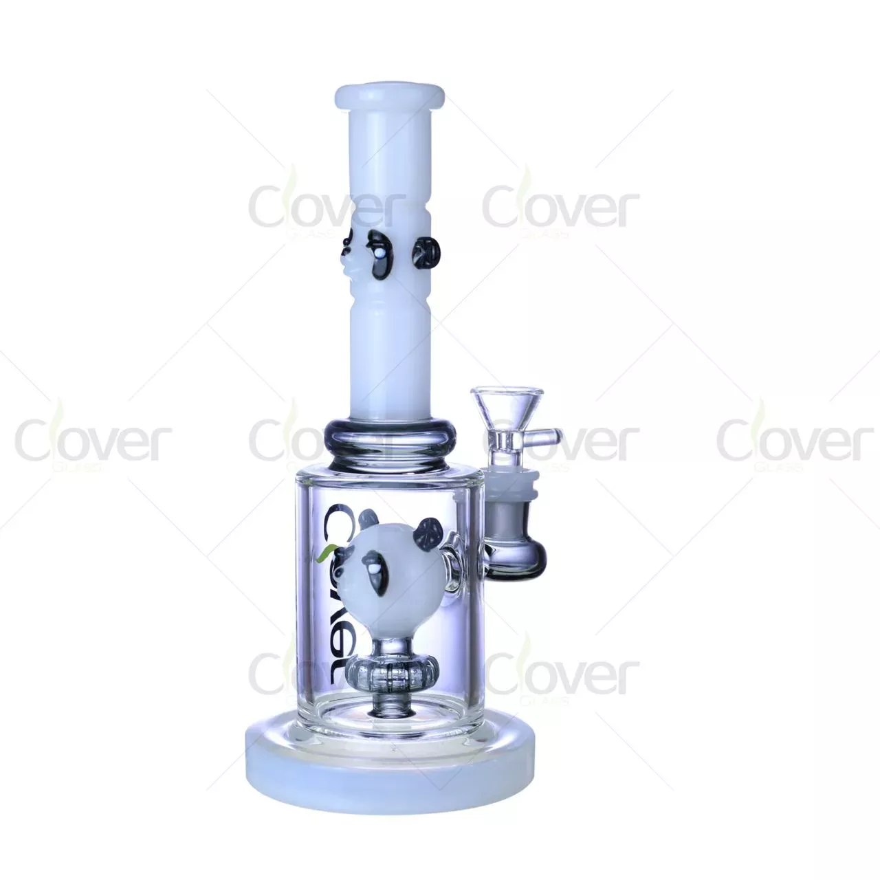 9.05″ 5mm Panda Themed Straight Tube Bong with Showerhead Perc | Wholesale Water Pipe