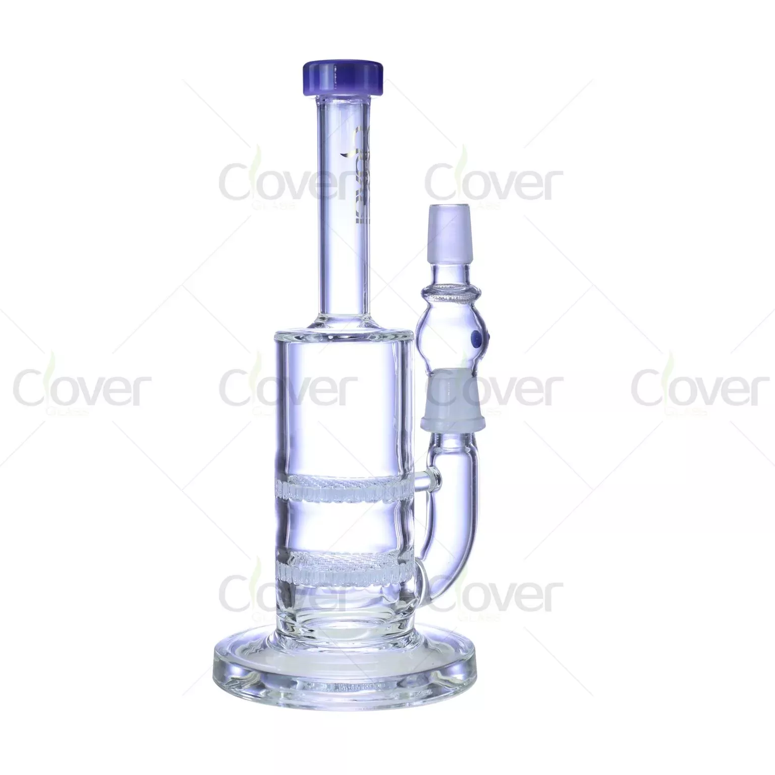 9.45″ 5mm Purple-Top Double Honeycomb Perc Dab Rig | Wholesale Glass Water Pipe