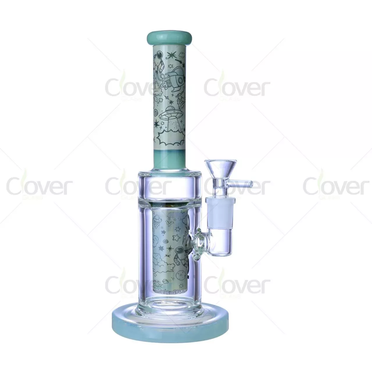 9.45″ 5mm Space Engraved Straight Tube Bong with Showerhead Perc | Wholesale Water Pipe
