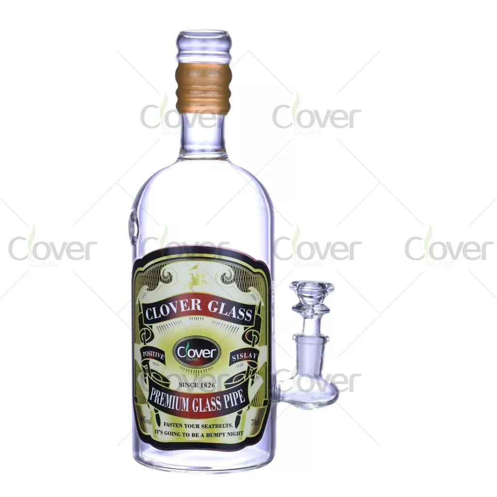 9.45” Liquor Bottle Style Glass Bong – 14mm Joint, 5mm Thick Glass | CloverGlass