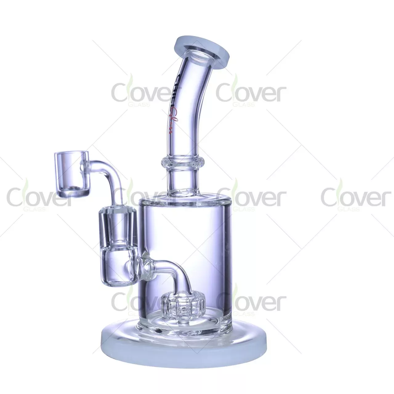 9.8″ Straight Tube Dab Rig with Disc Perc – 5mm Thick Glass Oil Rig with Colored Base