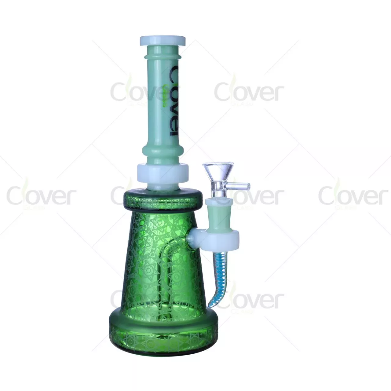 9.84″ 5mm Mint Green & Forest Etched Beaker Bong | Frosted Glass Water Pipe