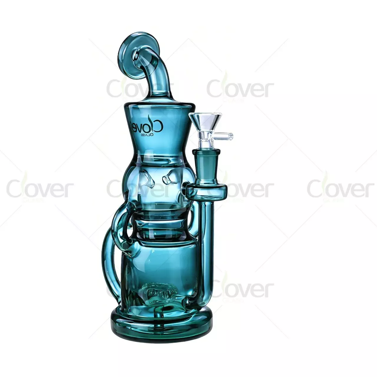 9.84″ Clover Glass Full Color Recycler Dab Rig | 5mm Thick Water Pipe Wholesale