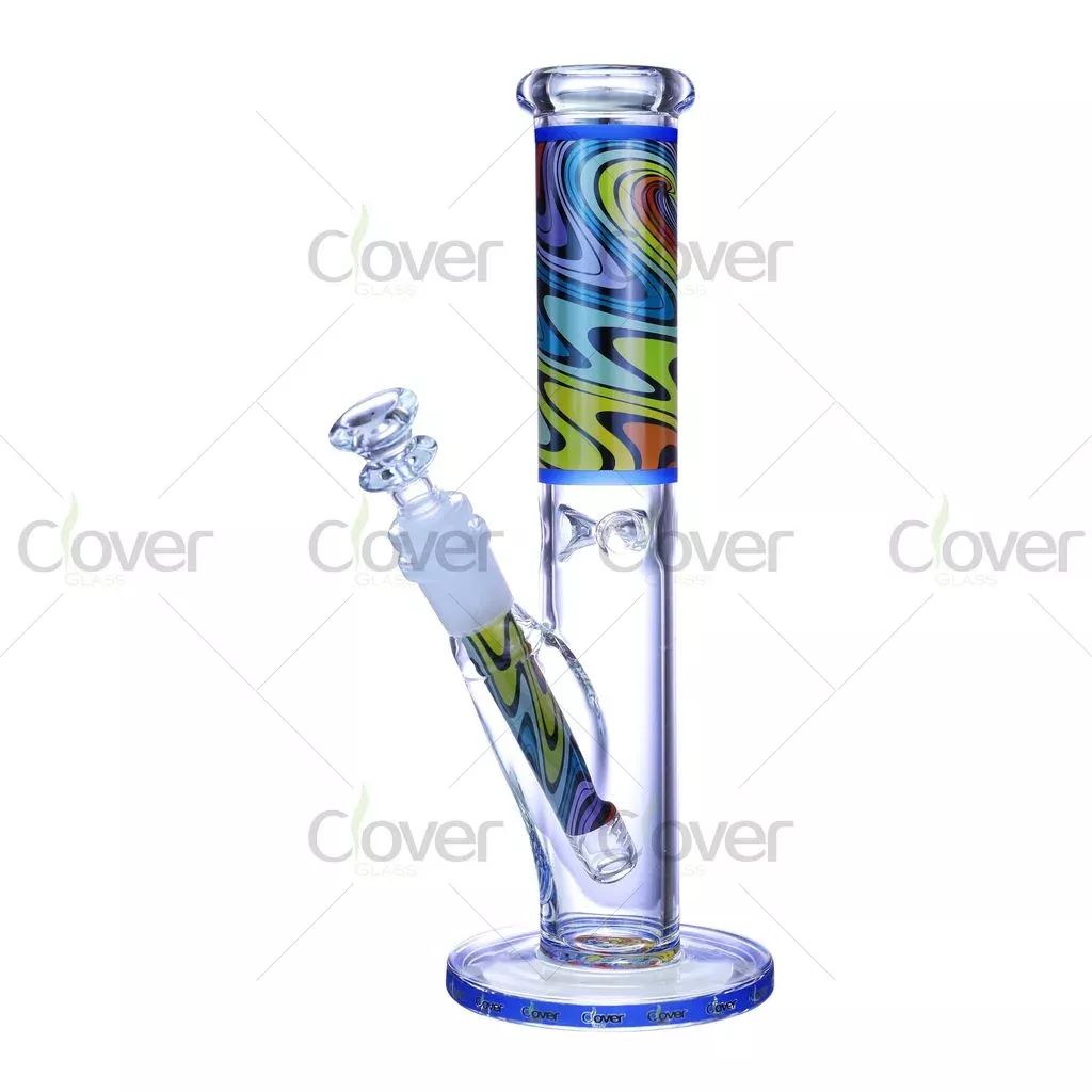 9.84 Inch Color-Accent Straight Tube Dab Rig | 14mm Female | 5mm Borosilicate Glass