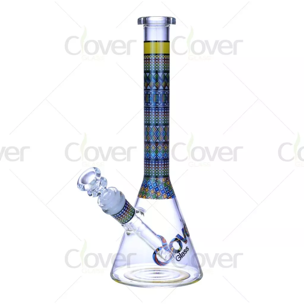 9.84-Inch Glass Beaker Bong with Tribal Pattern | 14mm Female Joint & 5mm Durable Glass