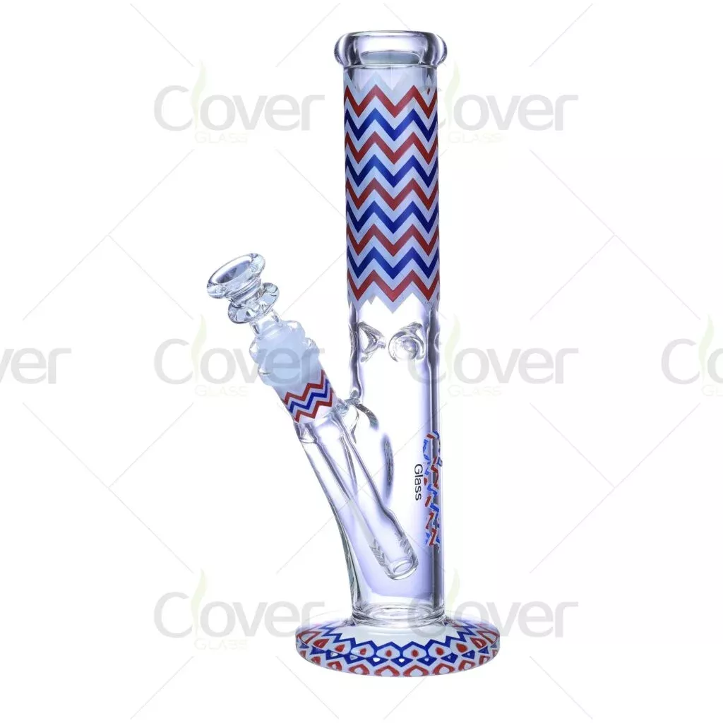 9.84-Inch Glass Straight Tube Bong with Vibrant Pattern – 14mm Female Joint, 5mm Thick