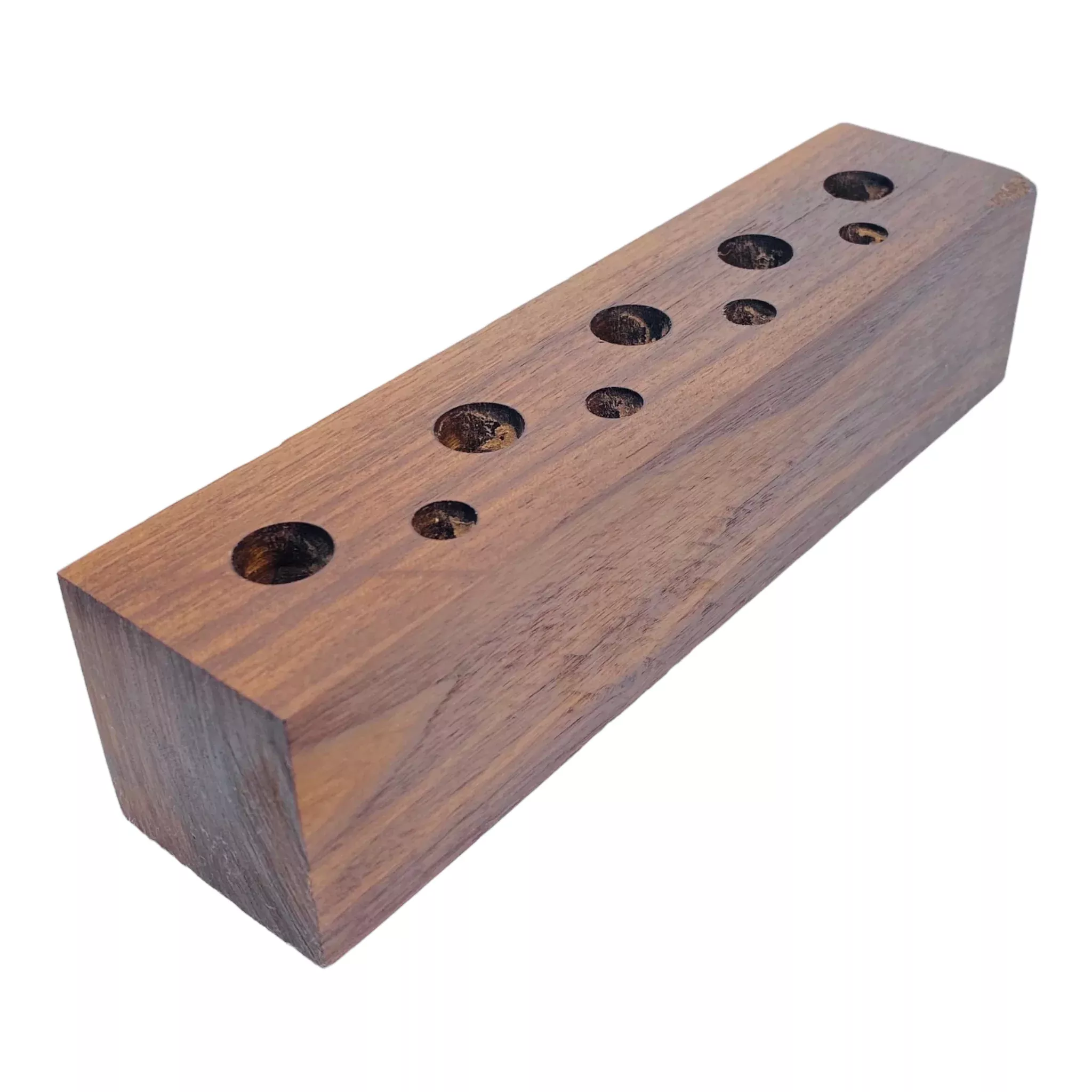 9 Hole Wood Display Stand Holder For 14mm And 10mm Bong Bowl Pieces Or Quartz Bangers - Black Walnut