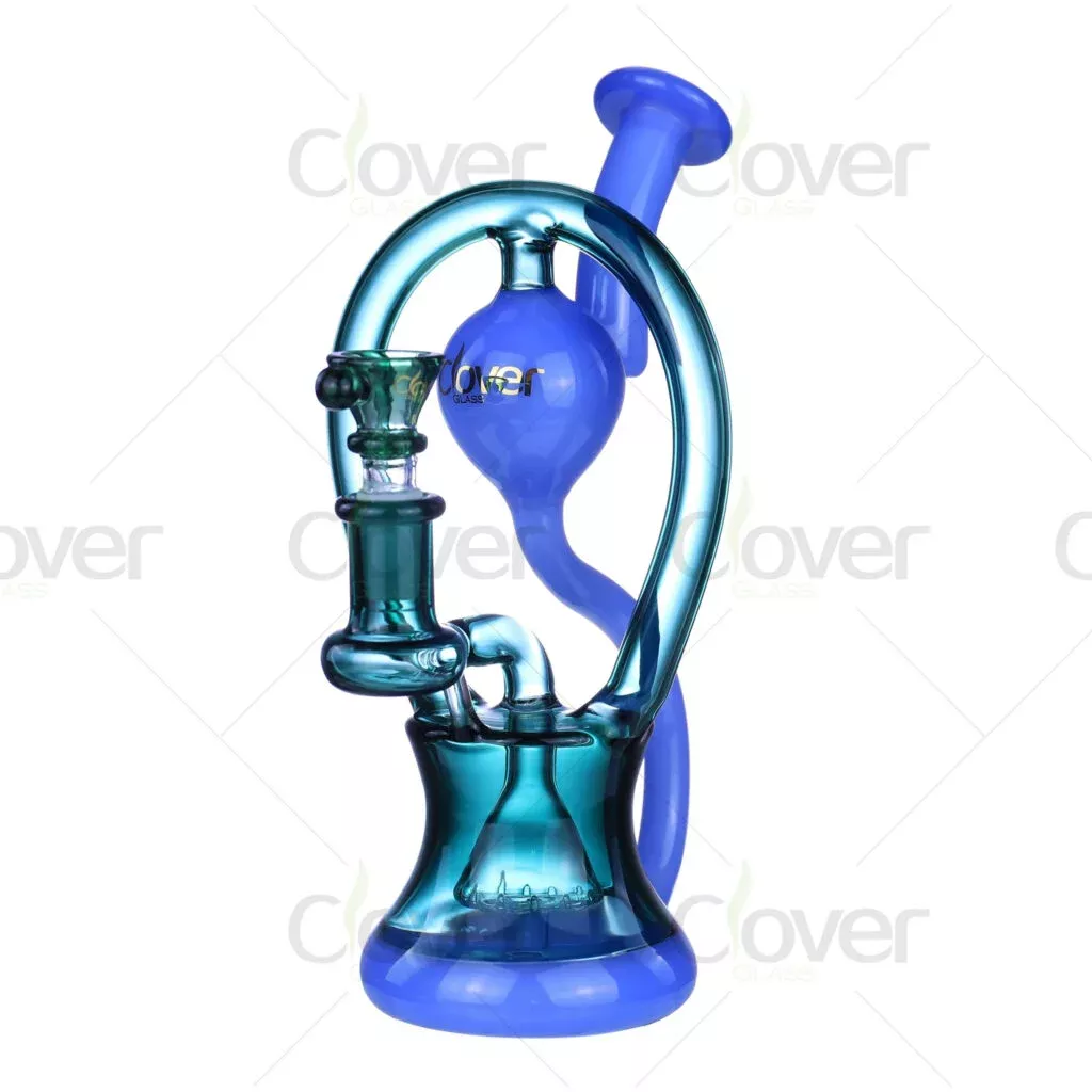 9-Inch Loop Recycler Dab Rigs with 14mm Female Joint | Durable Borosilicate Glass by Clover Glass
