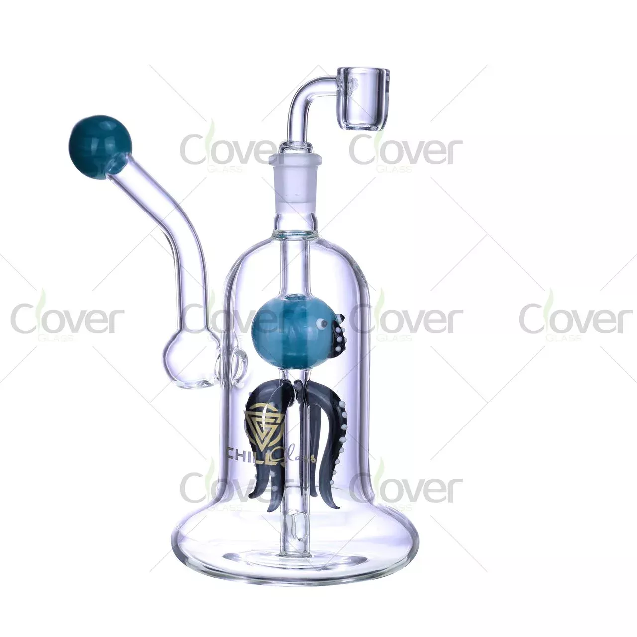 9″ Octopus Perc Dab Rig – Unique Inside Artwork & Bent Neck Design, 5mm Thick Glass