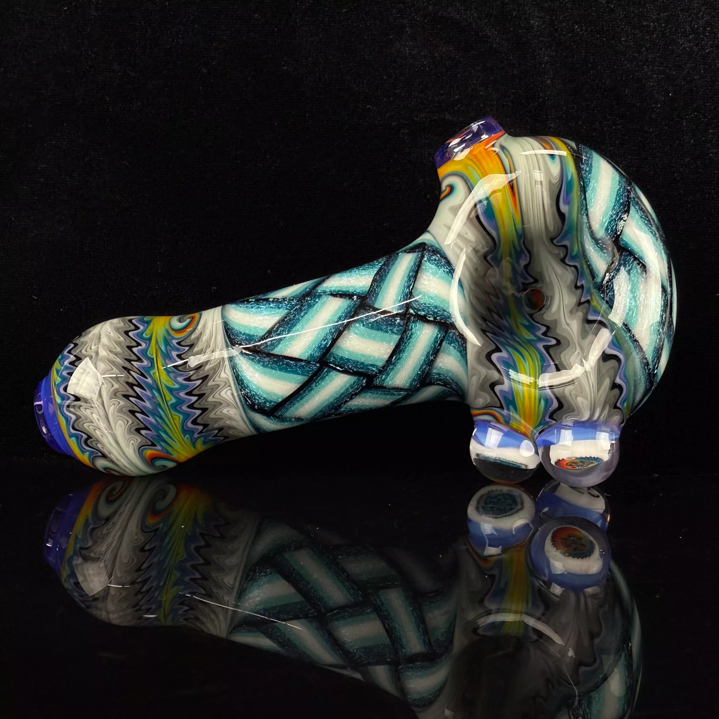 9 Section Heady Basket Weave Spoon #1 by KJH Glass