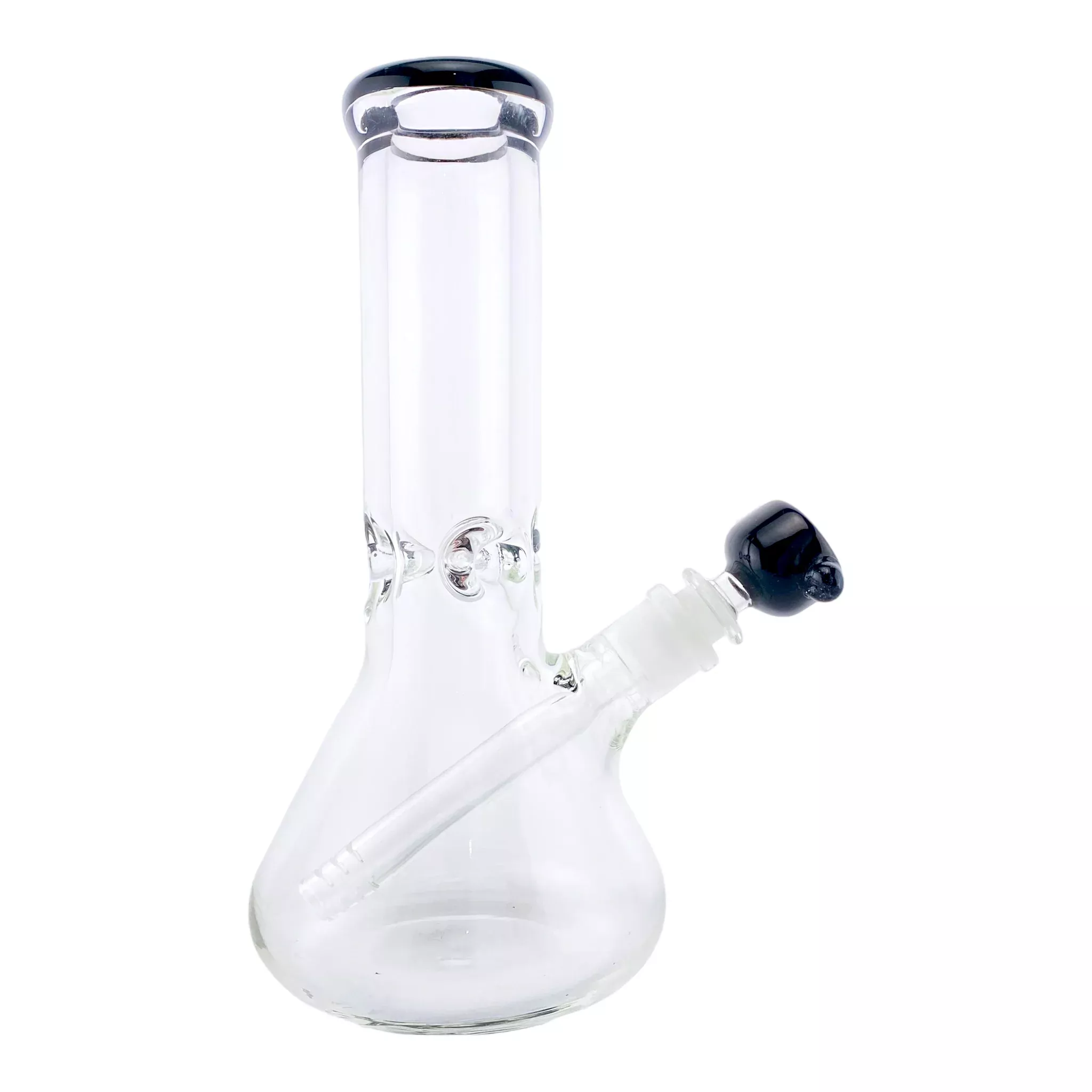 9mm Thick 10 Inch Beaker Base Bong Black Mouthpiece & Bowl Piece