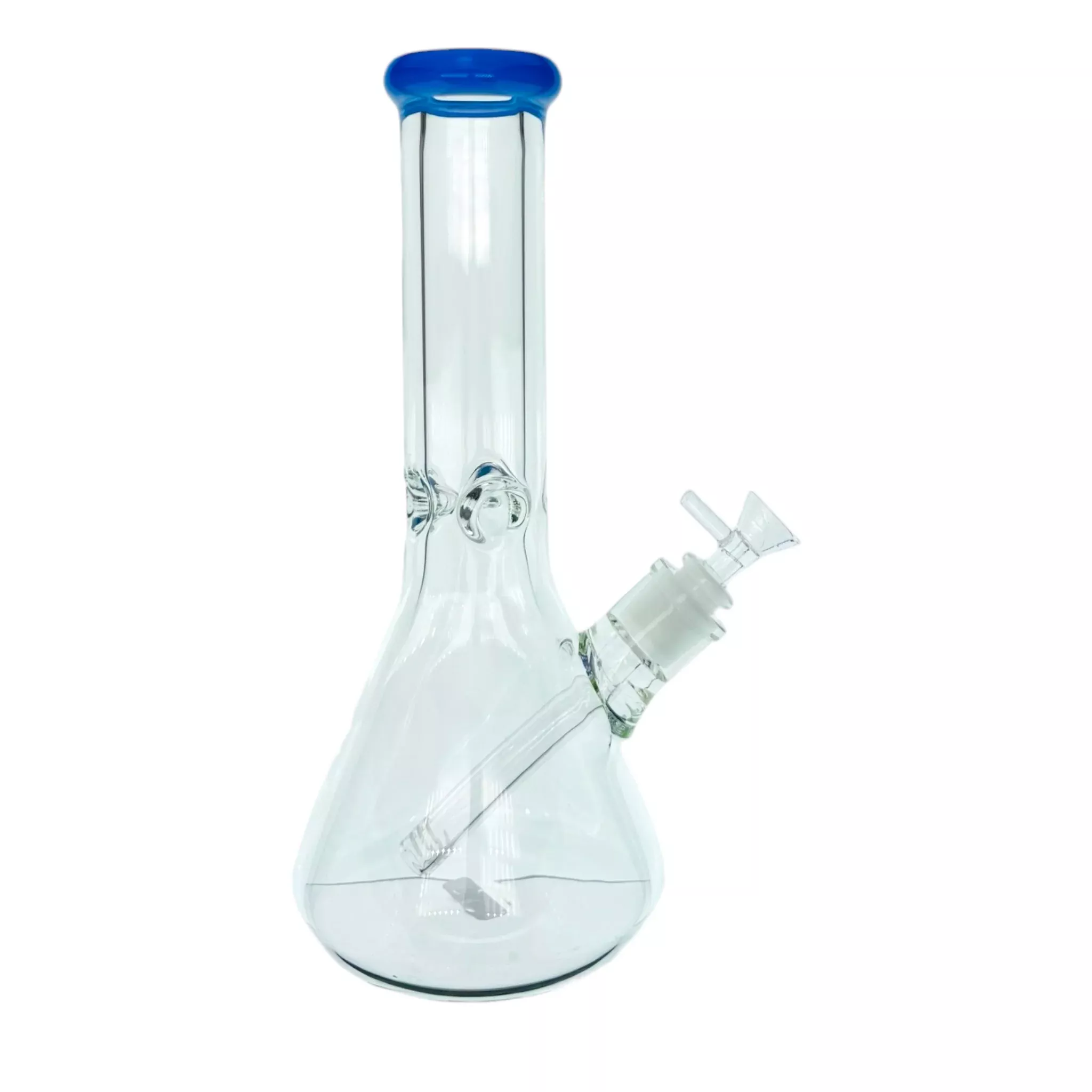 9mm Thick Clear Beaker Water Pipe Bong With Periwinkle Mouthpiece 12 Inch