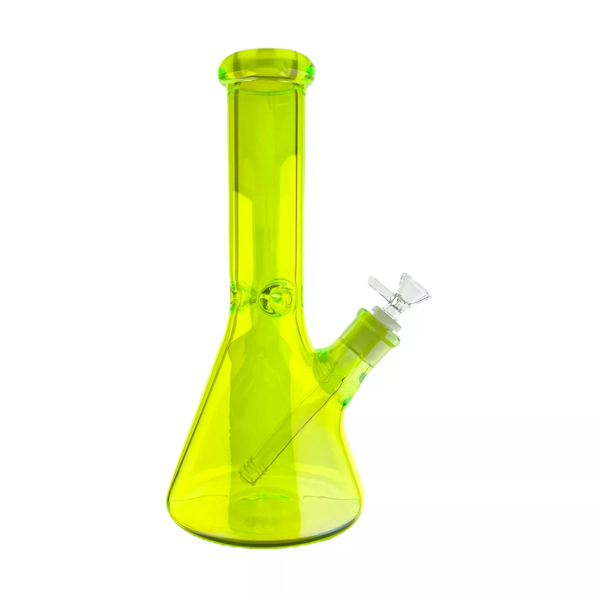 9mm Thick Green UV Reactive Small Beaker Glass Bong 12 Inch