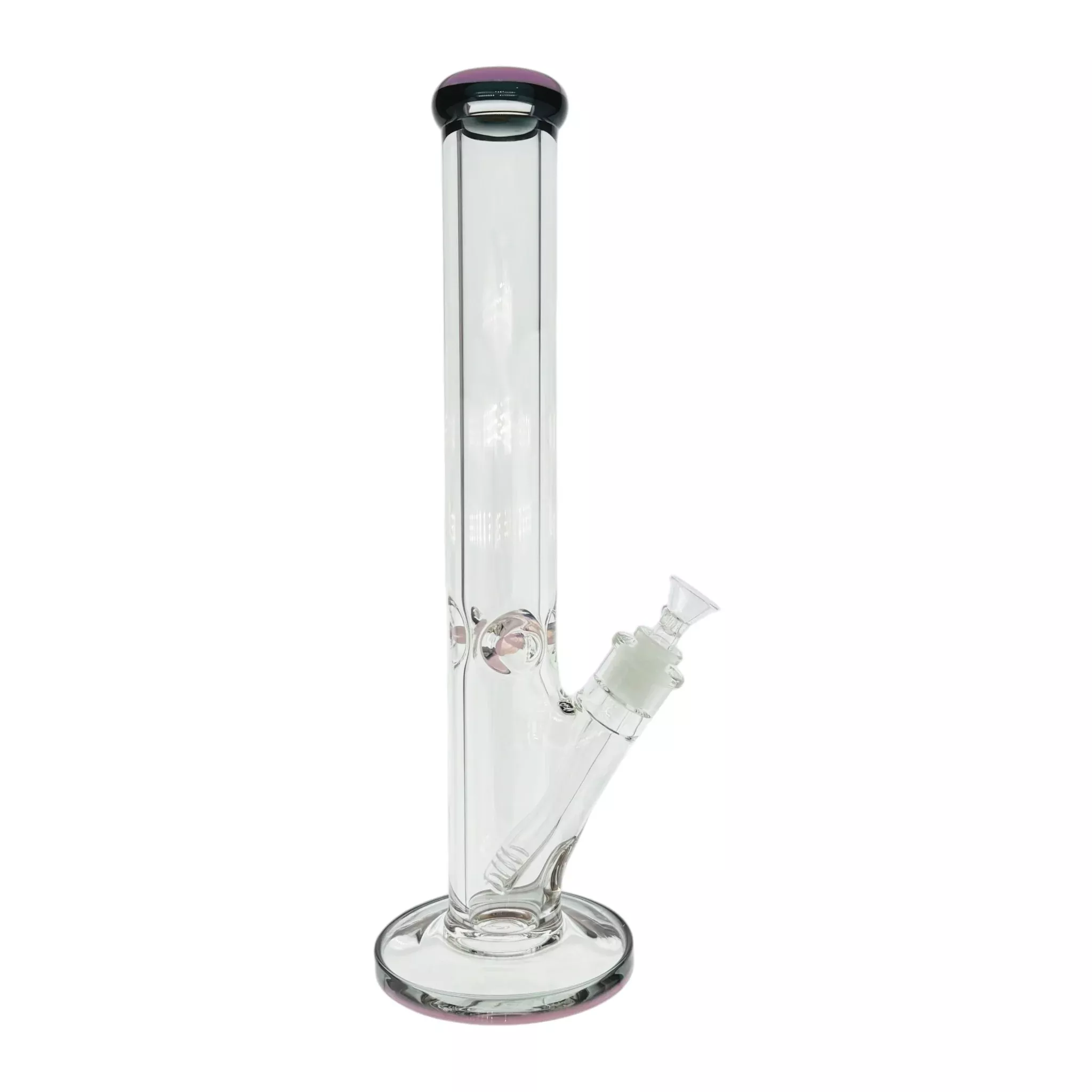 9mm Thick Pink And Black Two Tone Straught Tube Bong 16 Inch