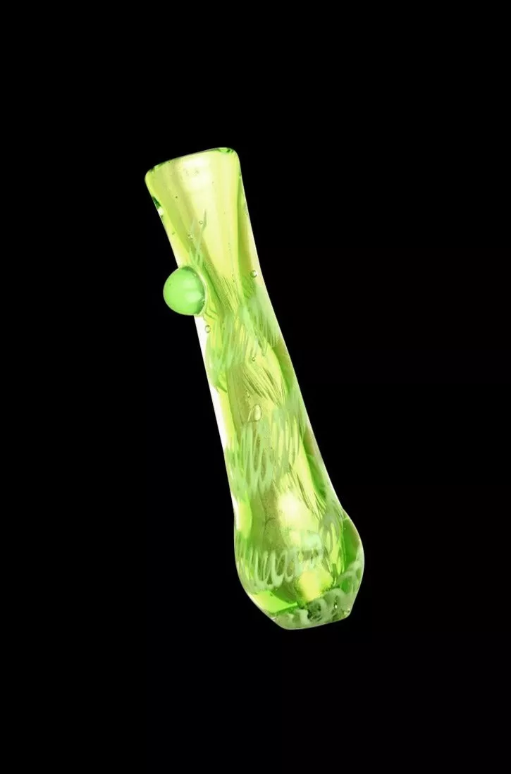 Acid Green Worked Glass Taster Chillum