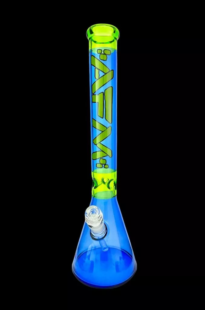 AFM Glass Pulsar Color Glass Beaker Bong – Ink Blue/ Lime