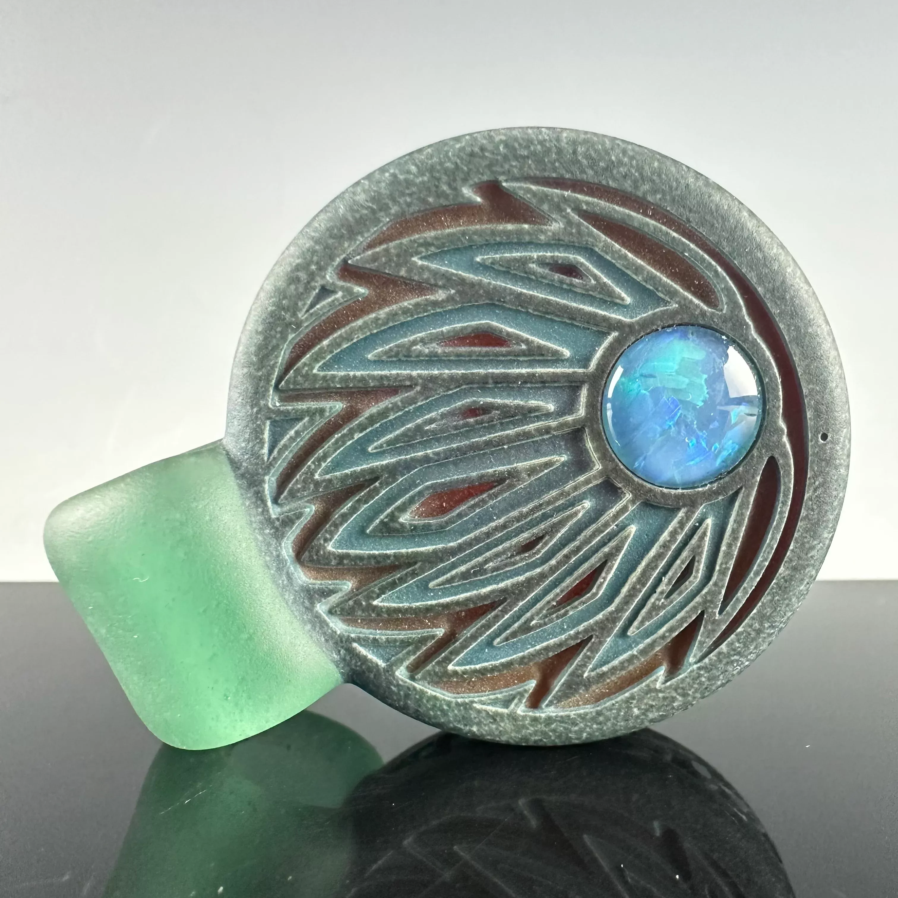 "Agave" Sandblasted Pendant by GlassMaze