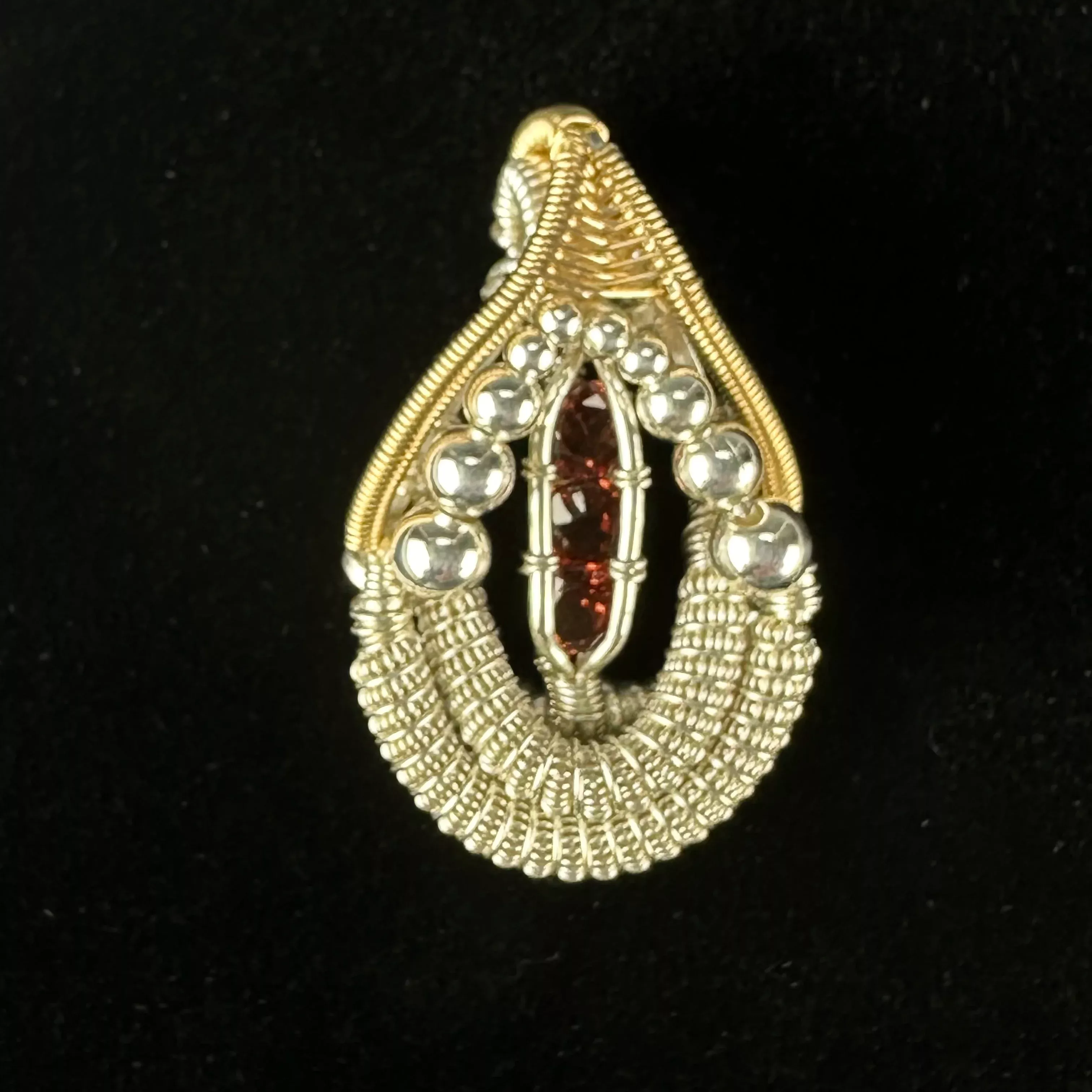 Almendine Garnet Wire Wrapped Pendant by Cosmic Wraps