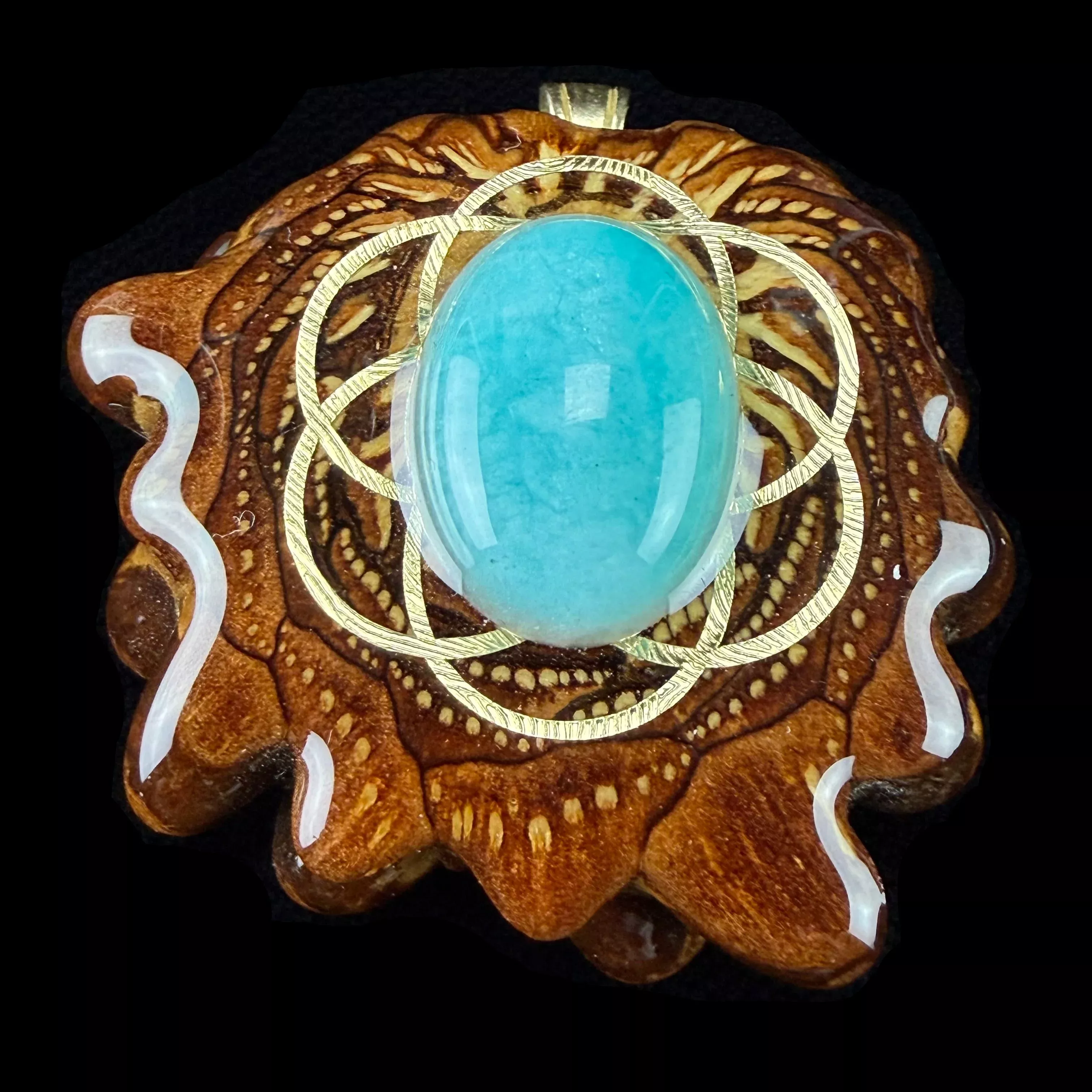 Amazonite W/ Gold SOL Pendant by Third Eye Pinecones