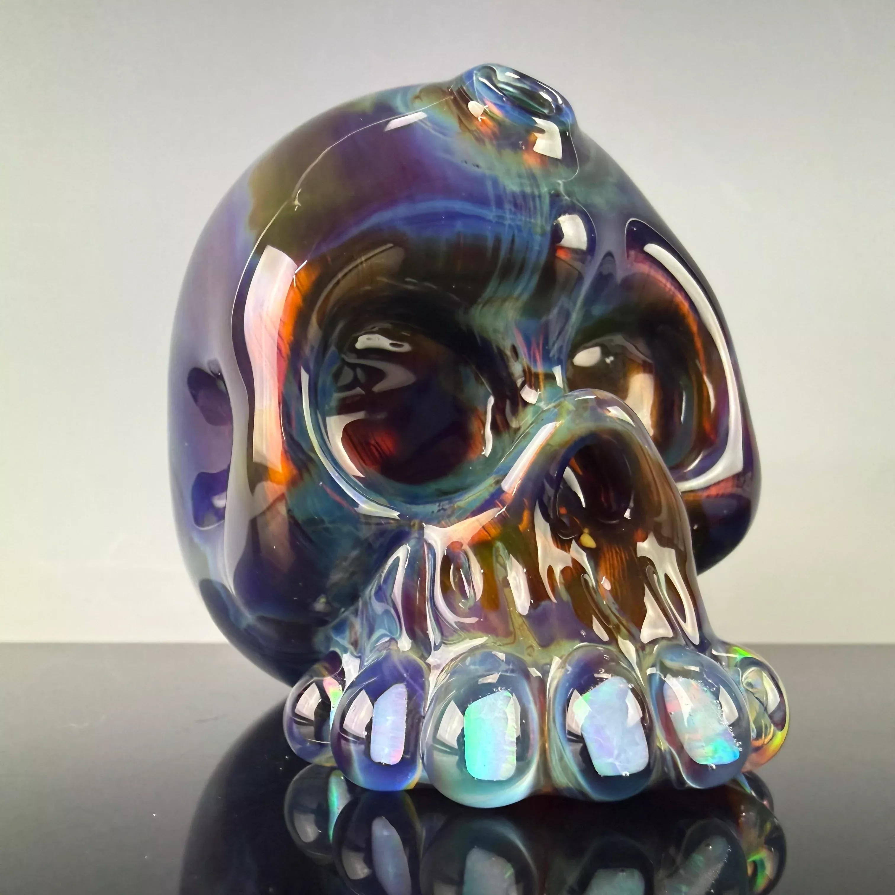 "Amber Purple over Electrum" Skull Shredder by Carsten Carlile
