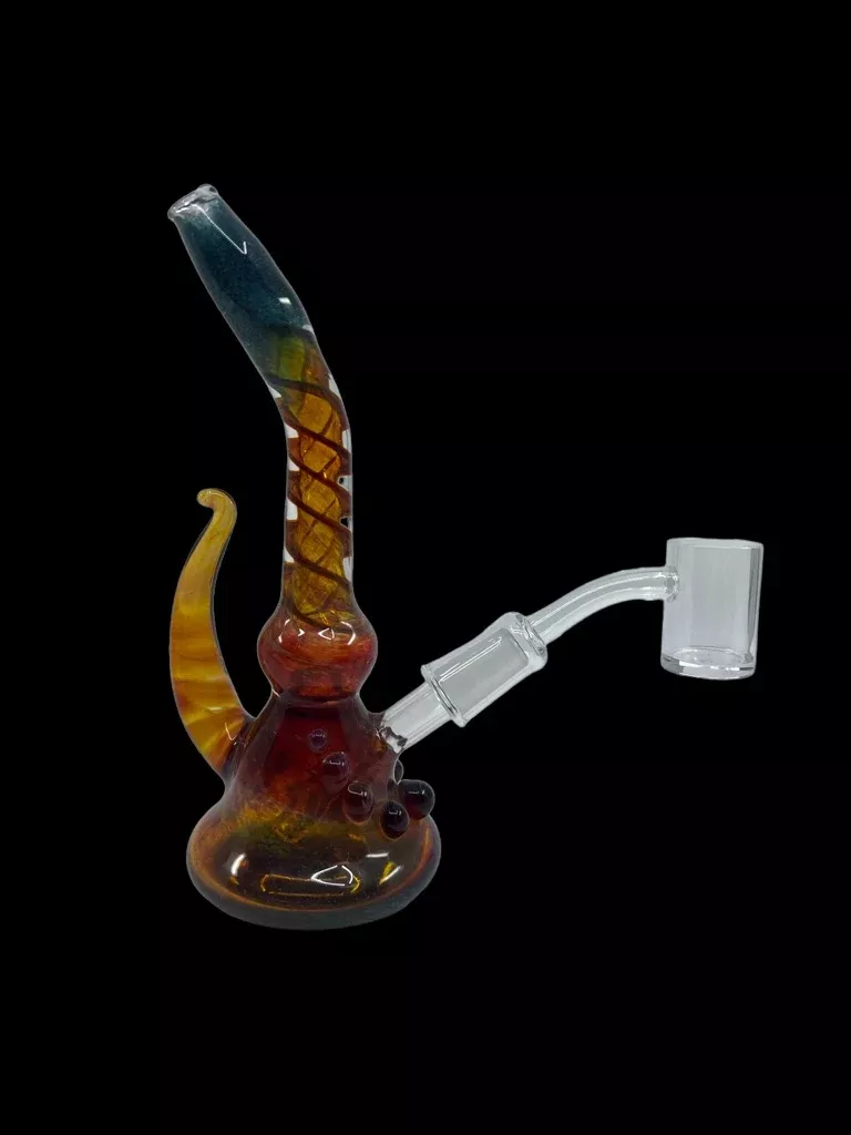 Amber Tentacle Dab Rig with Decorative Horn Accent