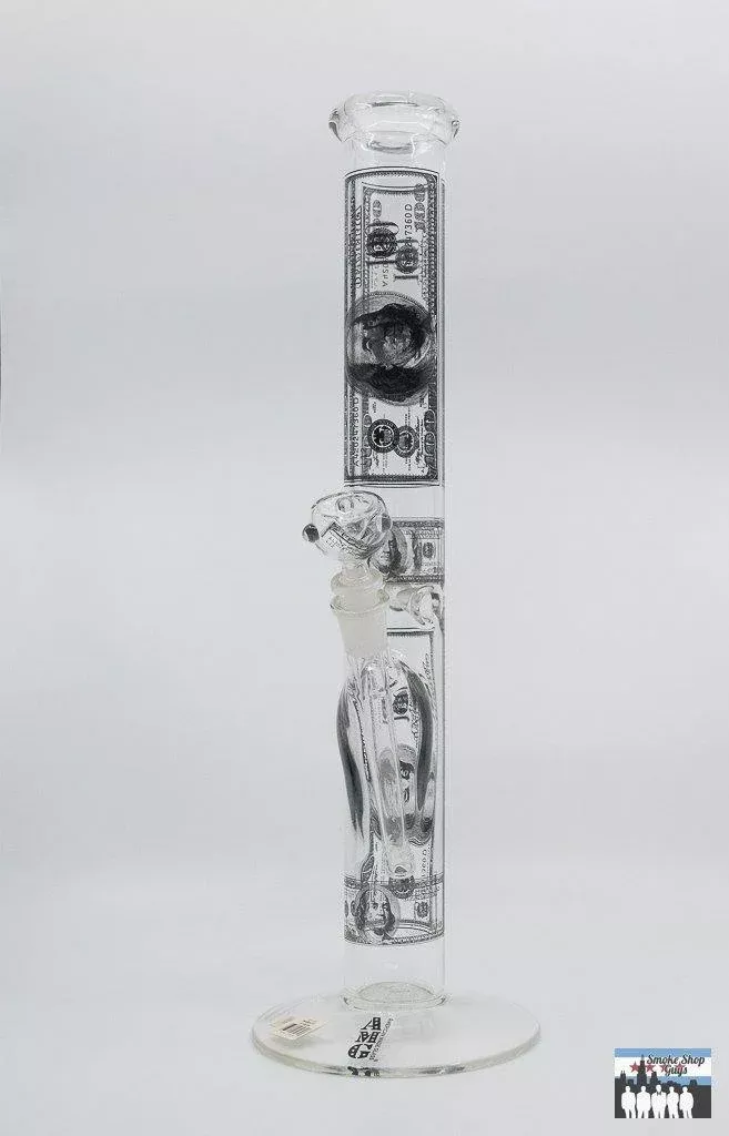 AMG 18-Inch Straight Tube Bong – Benjamins Money Print Design