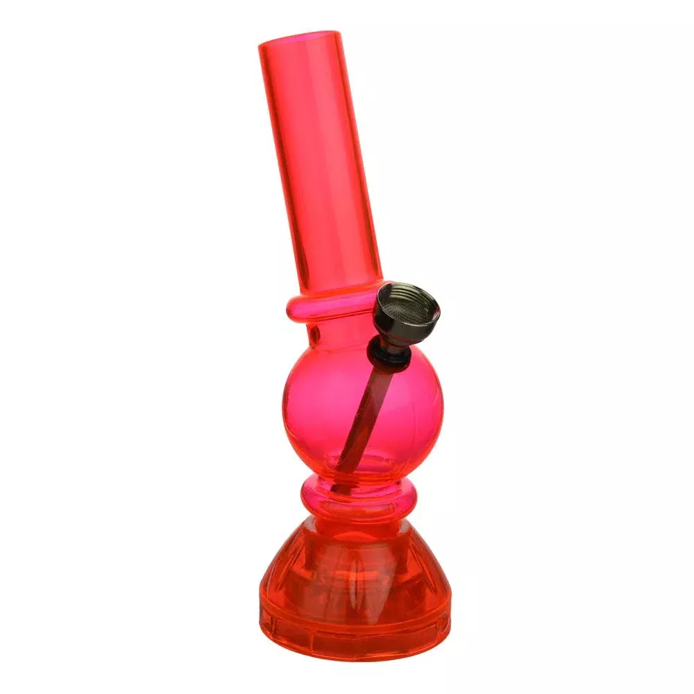 Angled Acrylic Water Pipe with Built-In Grinder Base