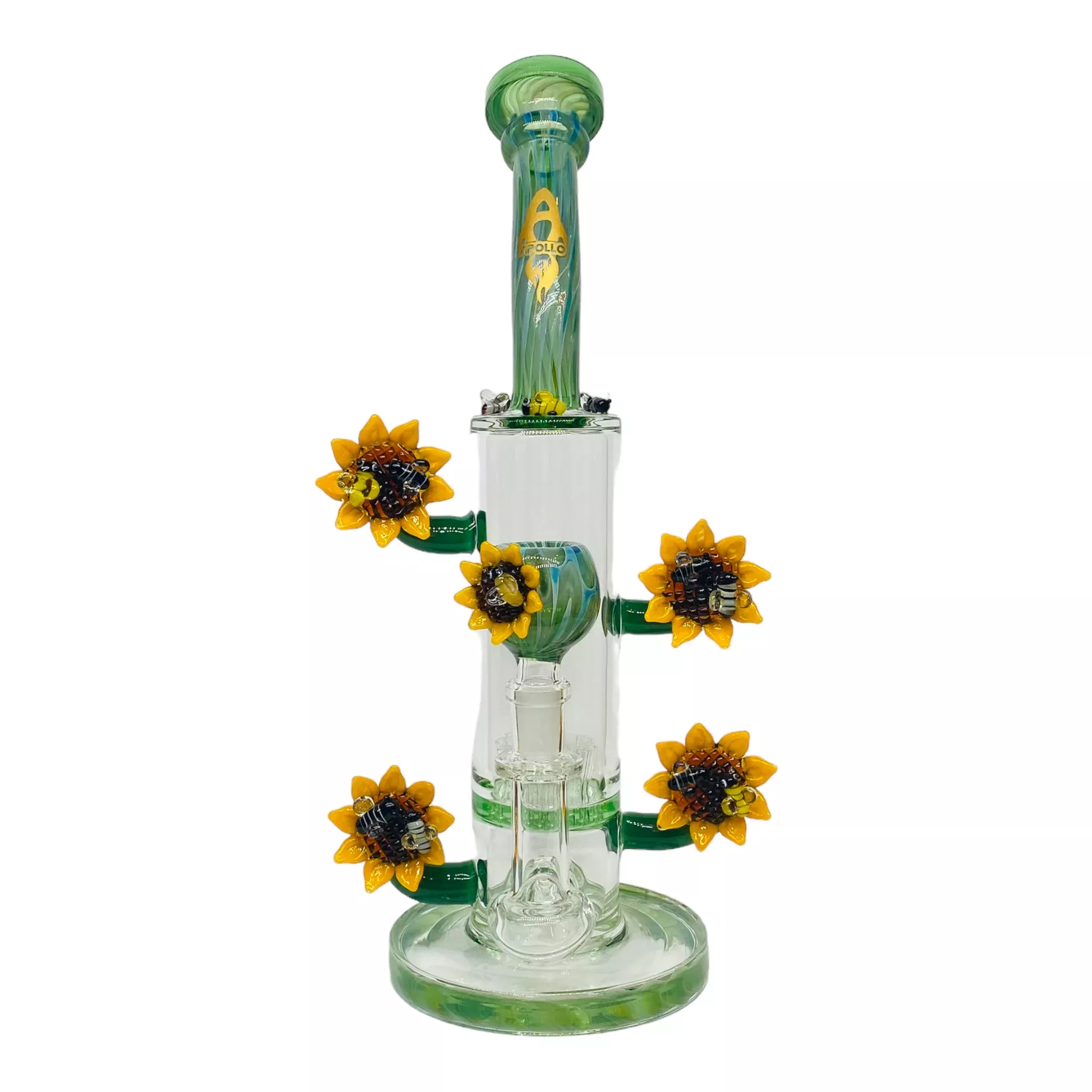 Apollo Glass - Perching Sunflower Garden With Bees Glass Bong