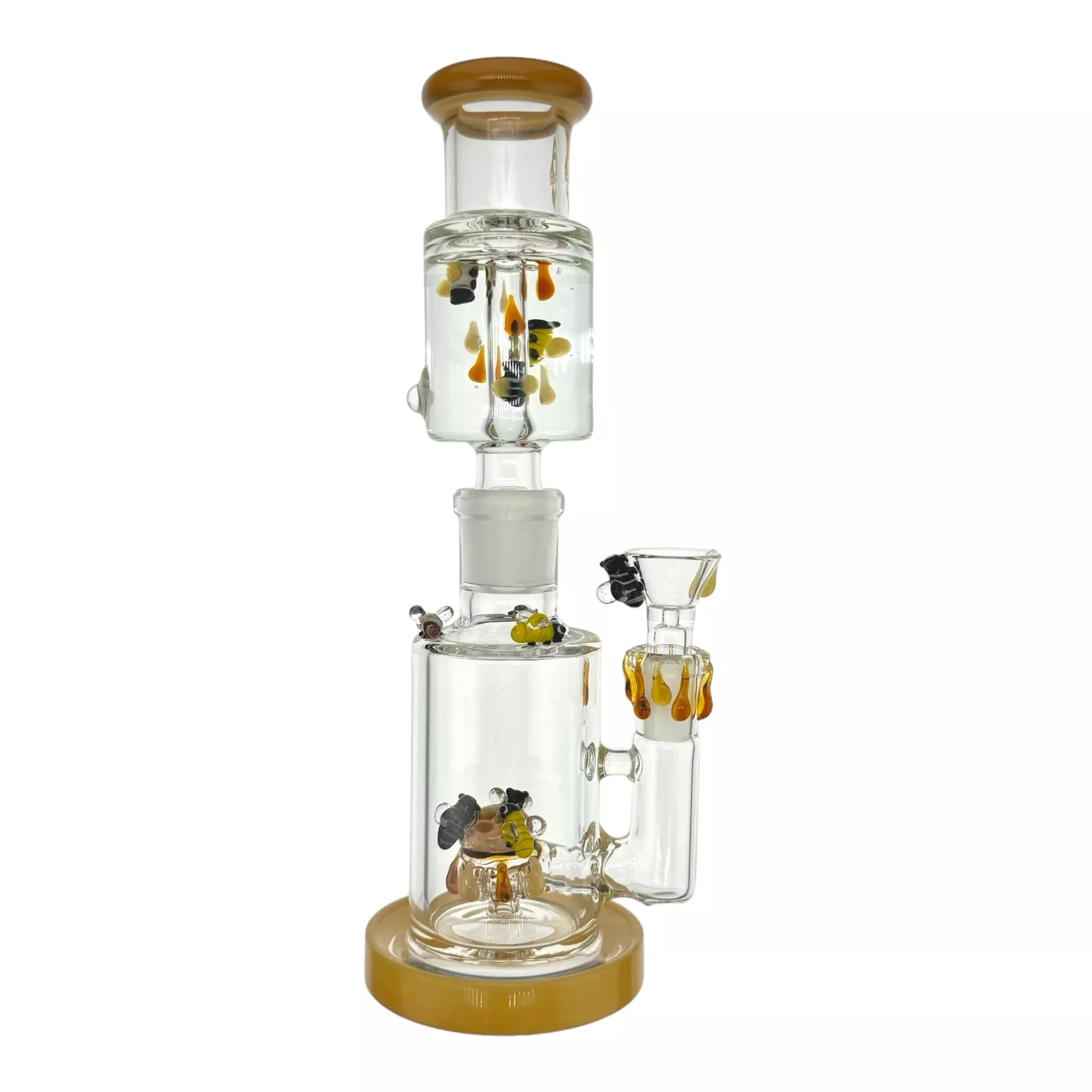 Apollo Glass Small Honey Oil Drip Beehive Bong With Glycerin Freeze Coil Top