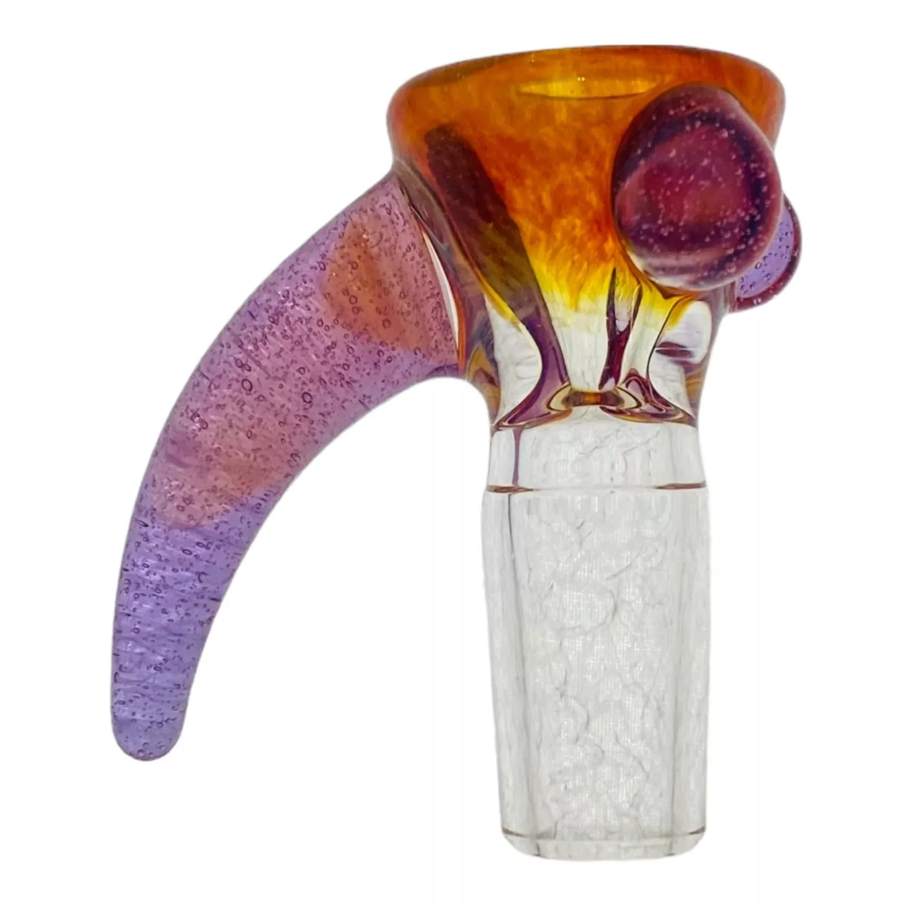 Arko Glass - 14mm Flower Bowl Amber Frit With Purple Handle