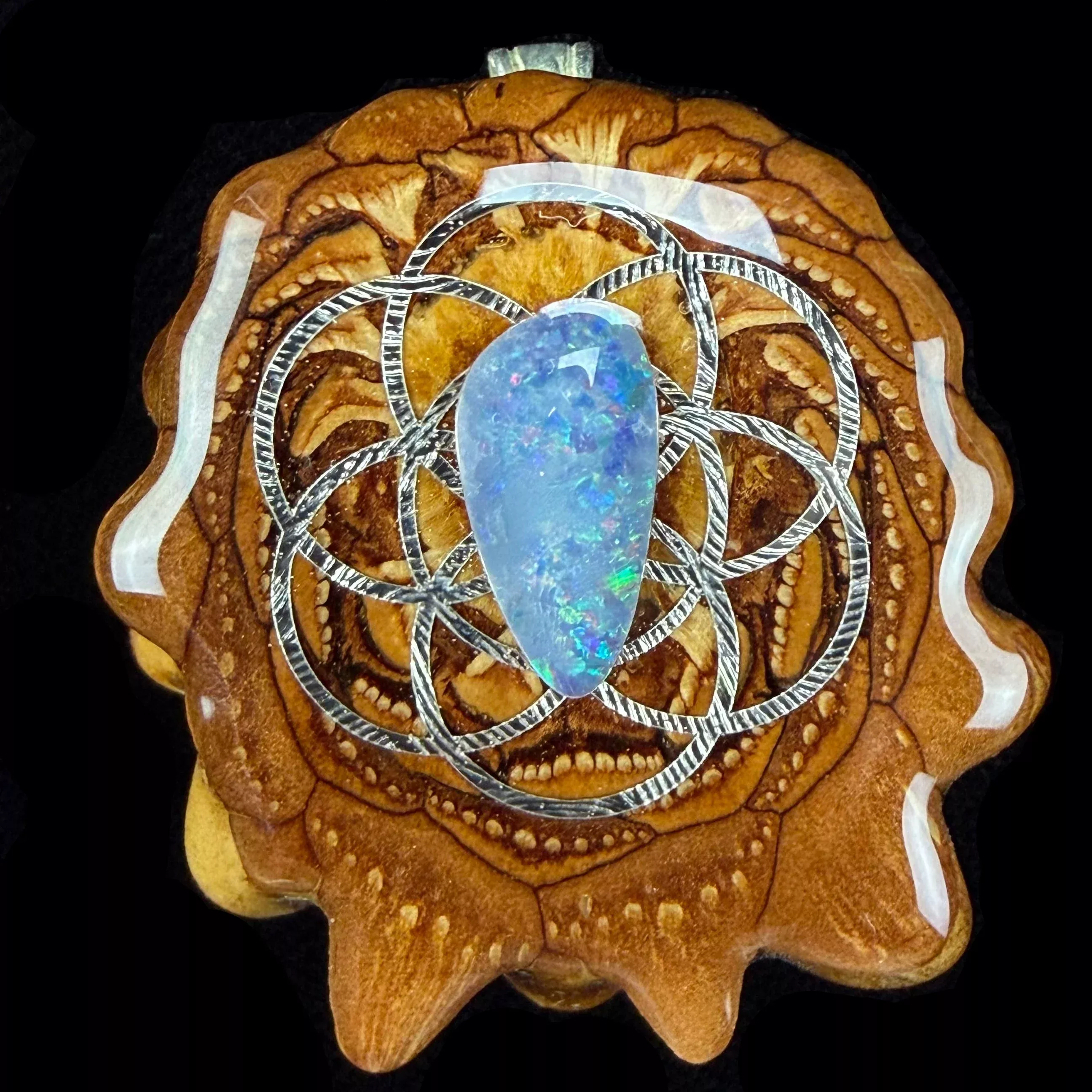 Australian Blue Opal W/ Silver SOL Pendant by Third Eye Pinecones