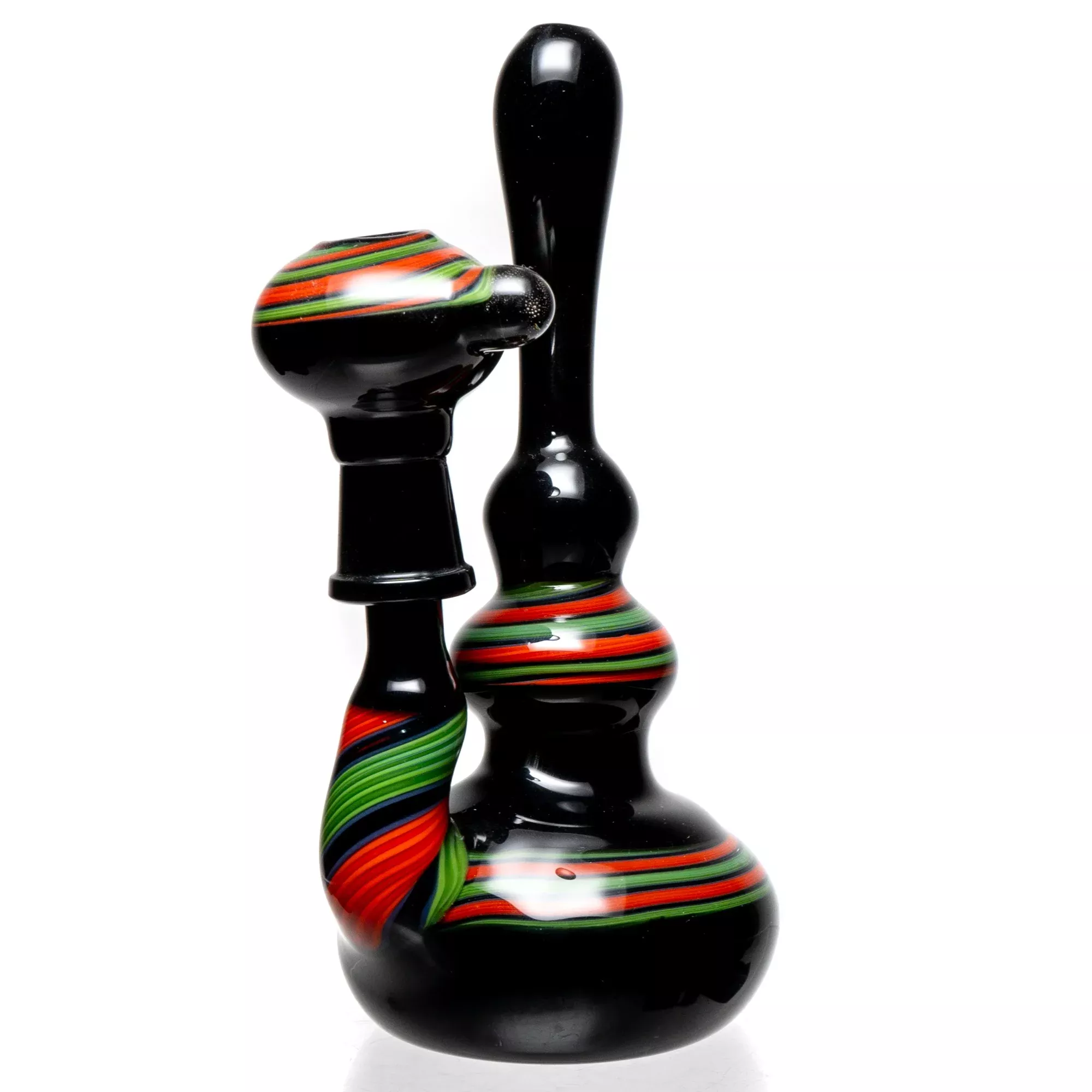 Barto - Fixed Mini Rig -Black w / Green & Orange Swirl #1