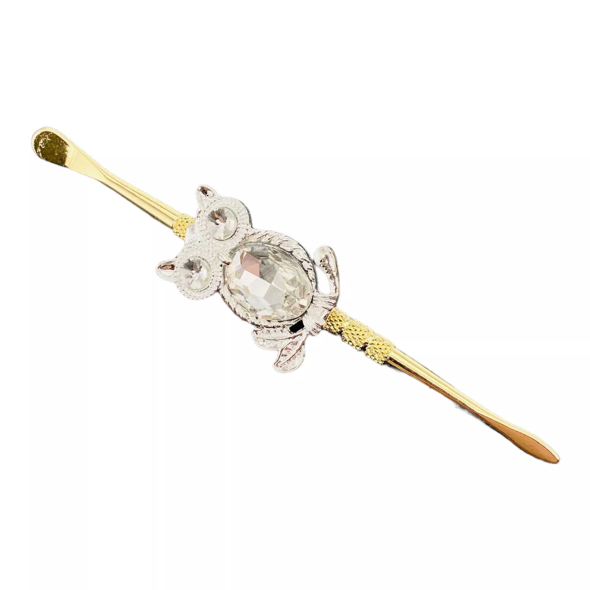 Bedazzled Owl Gold Paddle Scoop And Spear Point Dab Tool