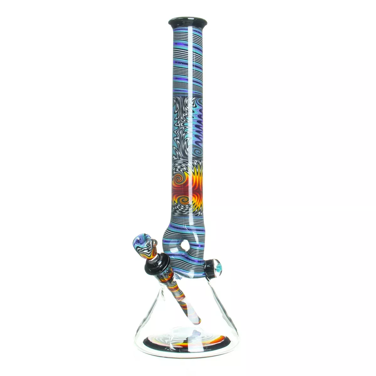 Ben Wilson - 17" Worked Triple Donut Beaker - Fire & Ice