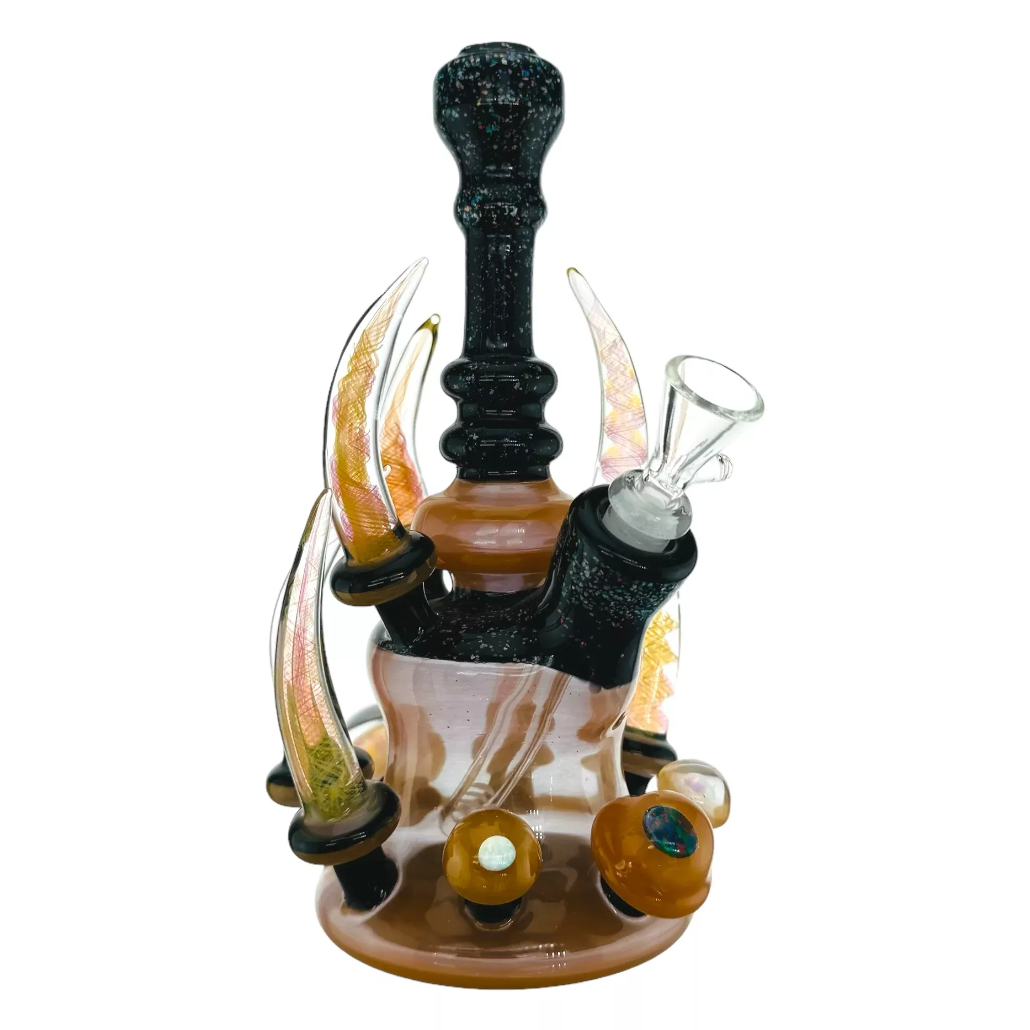 Big Z Glass - Peach With Crushed Opal Over Black
