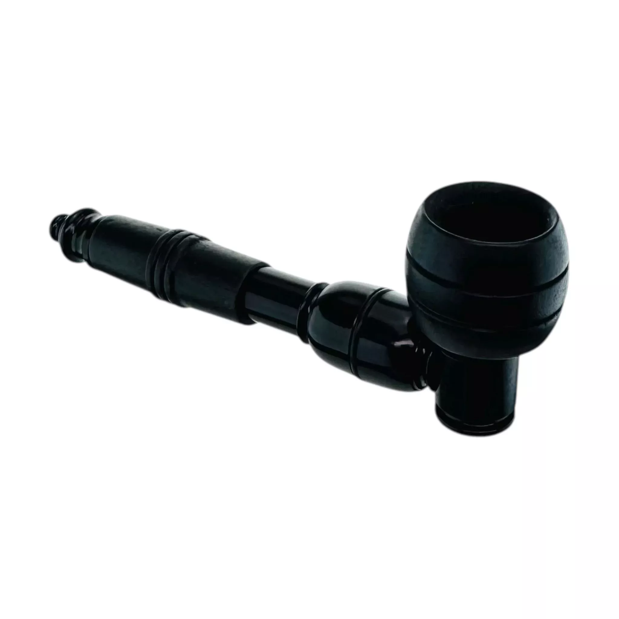Black Long Stem Wood And Metal Smoking Pipe