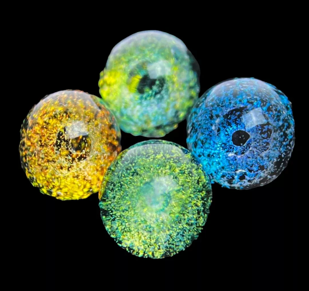 Black Sheep Glass Dichroic Marbles – Handcrafted Dichroic Glass Marbles in Assorted Sizes