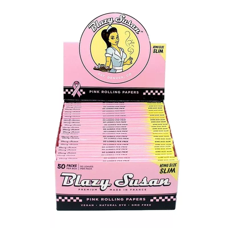 Blazy Susan King Size Slim Pink Rolling Papers – 50ct Box