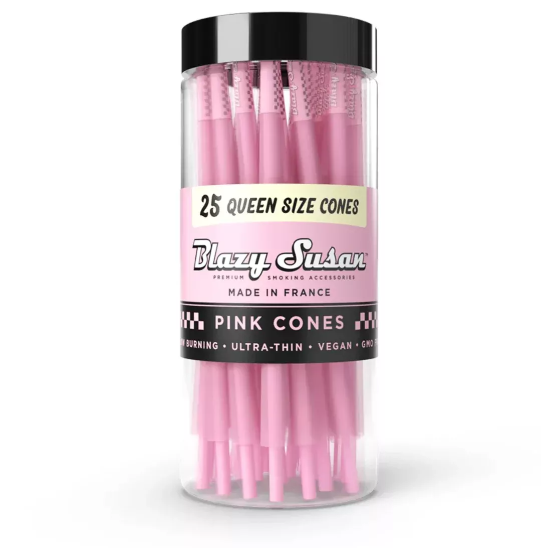 Blazy Susan Pink Pre-Rolled Cones - Jar of Assorted Sizes for Chic Smoking