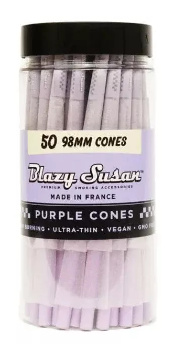 Blazy Susan Purple 98mm Cones - 50 count Jar