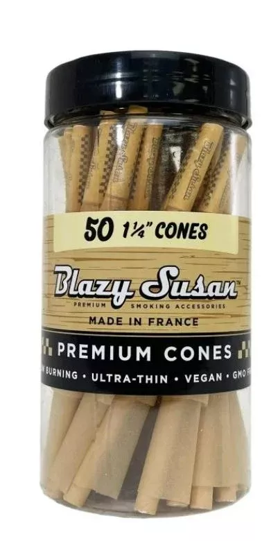Blazy Susan Unbleached 1 1/4 Cones - 50 count Jar
