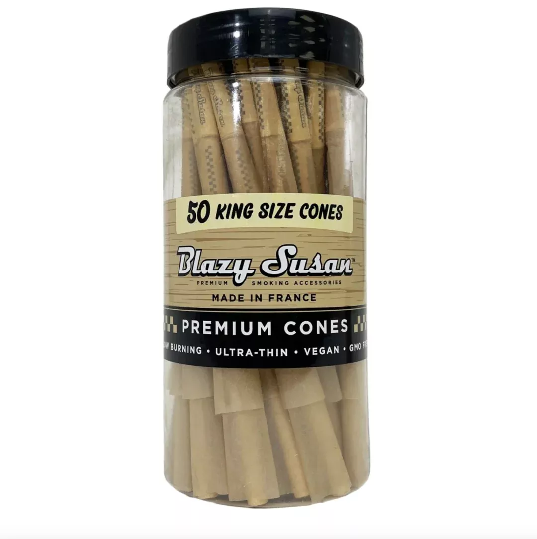 Blazy Susan Unbleached Pre-Rolled Cones – 50-Pack Assorted Sizes